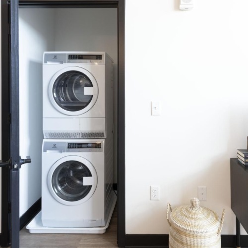 a washer and dryer in a closet